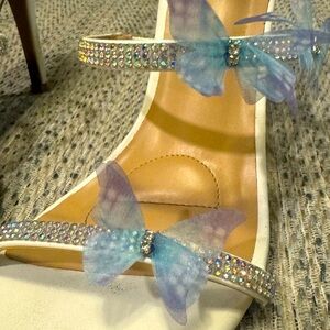 Unique Butterfly Wrap Up Heels with Sparkle